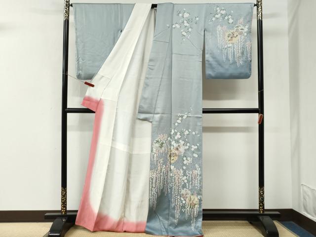 平和屋着物●訪問着　雪輪鬘帯枝垂れ草花文　暈し染め　金彩　正絹　逸品　CABM4309yc
