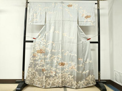 平和屋着物●訪問着　地紙草花文　暈し染め　金彩　正絹　逸品　CABM4310yc