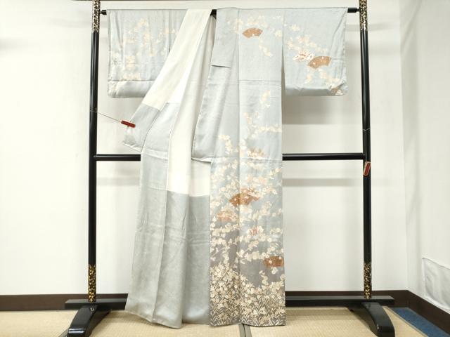 平和屋着物●訪問着　地紙草花文　暈し染め　金彩　正絹　逸品　CABM4310yc