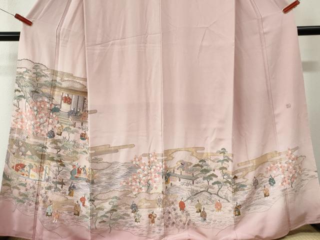 平和屋着物●豪華色留袖　作家物　駒刺繍　エ霞人物浜松風景文　暈し染め　金彩　さが美扱い　正絹　逸品　CABM4312yc