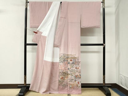 平和屋着物●豪華色留袖　作家物　駒刺繍　エ霞人物浜松風景文　暈し染め　金彩　さが美扱い　正絹　逸品　CABM4312yc