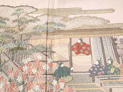 平和屋着物●豪華色留袖　作家物　駒刺繍　エ霞人物浜松風景文　暈し染め　金彩　さが美扱い　正絹　逸品　CABM4312yc