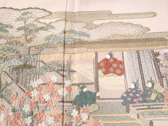 平和屋着物●豪華色留袖　作家物　駒刺繍　エ霞人物浜松風景文　暈し染め　金彩　さが美扱い　正絹　逸品　CABM4312yc