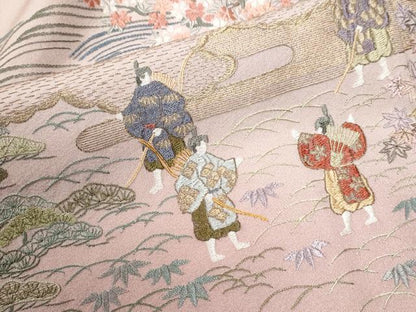 平和屋着物●豪華色留袖　作家物　駒刺繍　エ霞人物浜松風景文　暈し染め　金彩　さが美扱い　正絹　逸品　CABM4312yc