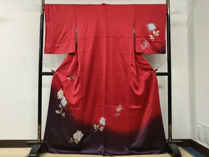 平和屋着物●訪問着　薔薇　暈し染め　金通し地　正絹　逸品　CABM4314yc