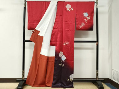平和屋着物●訪問着　薔薇　暈し染め　金通し地　正絹　逸品　CABM4314yc
