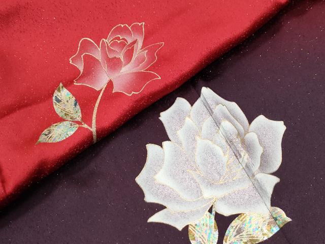 平和屋着物●訪問着　薔薇　暈し染め　金通し地　正絹　逸品　CABM4314yc