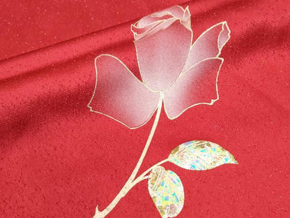平和屋着物●訪問着　薔薇　暈し染め　金通し地　正絹　逸品　CABM4314yc