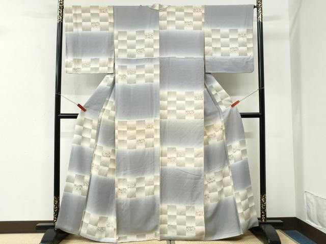 平和屋着物●上質な小紋　変わり市松箔散らし　暈し染め　金彩　正絹　逸品　CABM4318yc