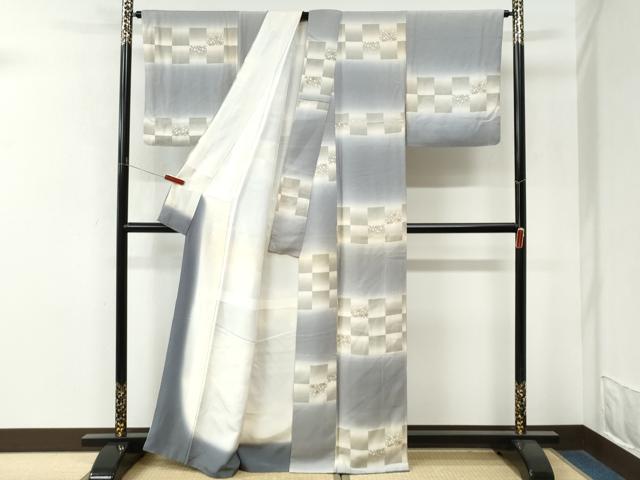 平和屋着物●上質な小紋　変わり市松箔散らし　暈し染め　金彩　正絹　逸品　CABM4318yc