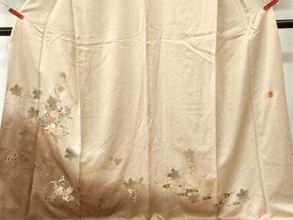 平和屋着物●訪問着　作家物　駒刺繍　竜田川舟花文　金彩　ロング丈　正絹　逸品　CABM4319yc