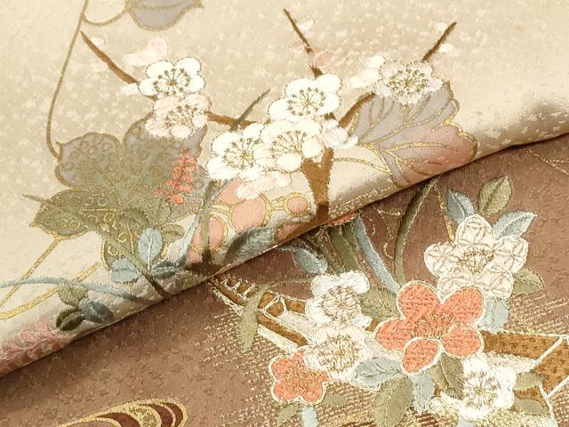 平和屋着物●訪問着　作家物　駒刺繍　竜田川舟花文　金彩　ロング丈　正絹　逸品　CABM4319yc