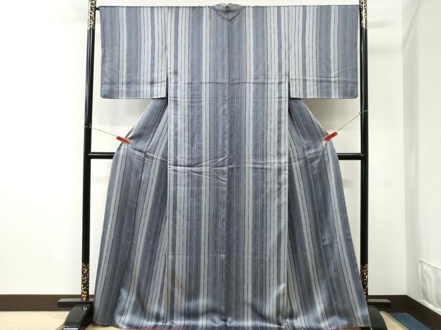 平和屋着物●上質な小紋　縞　ロング丈　正絹　逸品　CABM4324yc