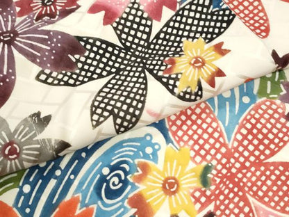 平和屋着物●本場琉球紅型　振袖　立波舞桜文　正絹　逸品　CABM4327yc