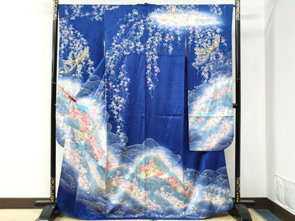 平和屋着物●豪華振袖　絞り　立波飛鶴梅舞桜文　暈し染め　金彩　正絹　逸品　CABM4328yc