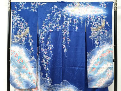 平和屋着物●豪華振袖　絞り　立波飛鶴梅舞桜文　暈し染め　金彩　正絹　逸品　CABM4328yc