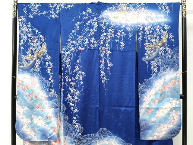 平和屋着物●豪華振袖　絞り　立波飛鶴梅舞桜文　暈し染め　金彩　正絹　逸品　CABM4328yc