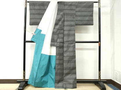平和屋着物●本場大島紬　7マルキ　横段吉祥文　正絹　逸品　CABM4337yc