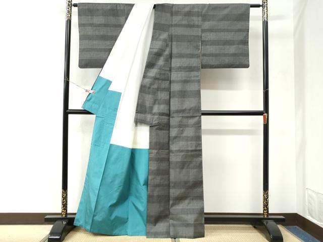 平和屋着物●本場大島紬　7マルキ　横段吉祥文　正絹　逸品　CABM4337yc