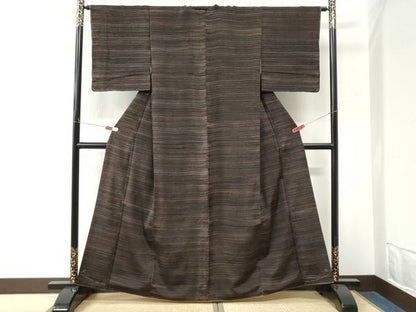 平和屋着物●上質な小紋　霞文　黒地　正絹　逸品　未使用　CABM4347yc