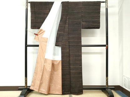 平和屋着物●上質な小紋　霞文　黒地　正絹　逸品　未使用　CABM4347yc