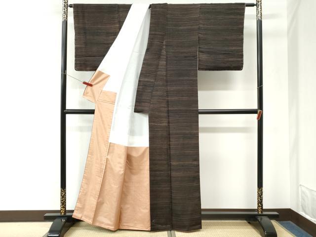 平和屋着物●上質な小紋　霞文　黒地　正絹　逸品　未使用　CABM4347yc