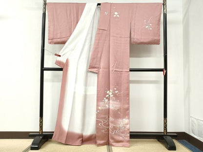 平和屋着物●訪問着　流水枝花文　暈し染め　金彩　正絹　逸品　未使用　CABM4348yc