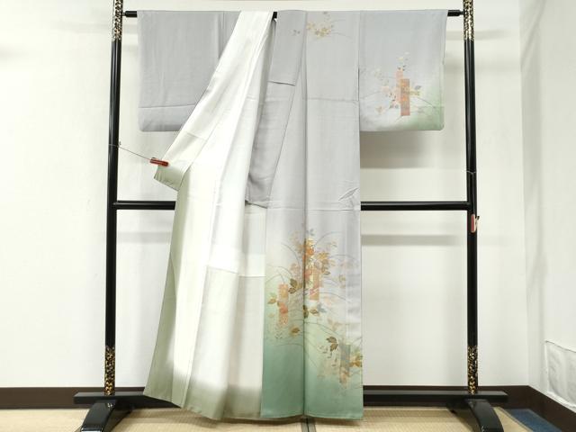 平和屋着物●訪問着　短冊花唐草文　暈し染め　金彩　正絹　逸品　CABM4349yc