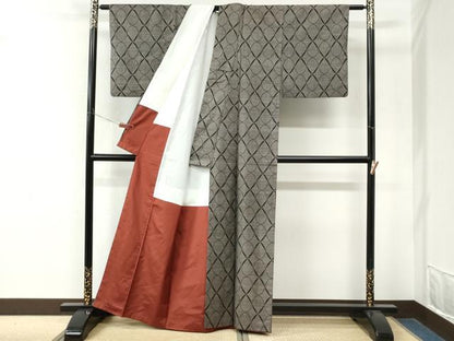 平和屋着物●本場大島紬　9マルキ　網目文　正絹　逸品　CABM4351yc