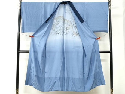 平和屋着物●男性　長襦袢　無双仕立て　手描き　虎　暈し染め　正絹　逸品　CABM4353yc