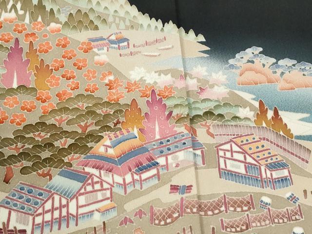 平和屋着物●豪華黒留袖　友禅　作家物　遠山樹林浜松風景文　暈し染め　正絹　逸品　CABM4356yc