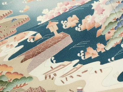 平和屋着物●豪華黒留袖　友禅　作家物　遠山樹林浜松風景文　暈し染め　正絹　逸品　CABM4356yc