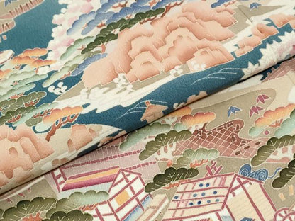 平和屋着物●豪華黒留袖　友禅　作家物　遠山樹林浜松風景文　暈し染め　正絹　逸品　CABM4356yc