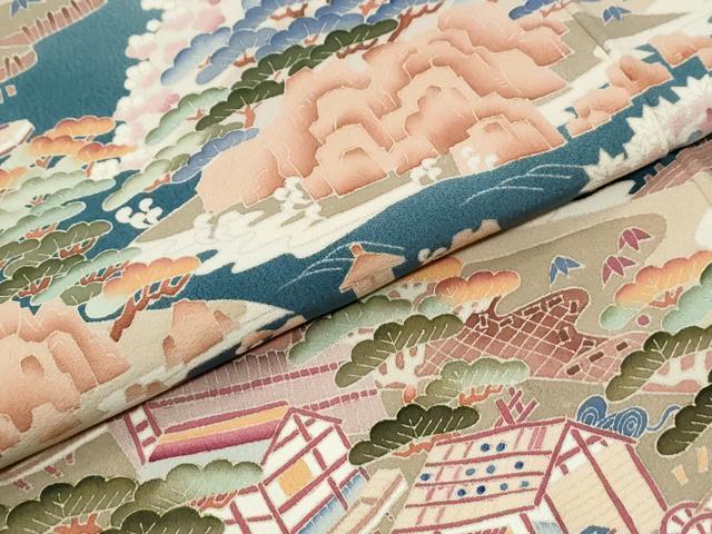 平和屋着物●豪華黒留袖　友禅　作家物　遠山樹林浜松風景文　暈し染め　正絹　逸品　CABM4356yc