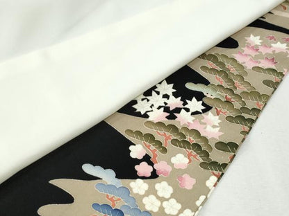 平和屋着物●豪華黒留袖　友禅　作家物　遠山樹林浜松風景文　暈し染め　正絹　逸品　CABM4356yc