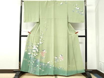 平和屋着物●十日町友禅作家　関口遼一　訪問着　童子枝花文　暈し染め　正絹　逸品　CABM4358yc