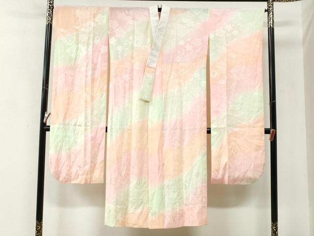 平和屋着物●振袖用長襦袢　無双仕立て　扇面花地紋　暈し染め　やまと誂製　正絹　逸品　CABM4363yc