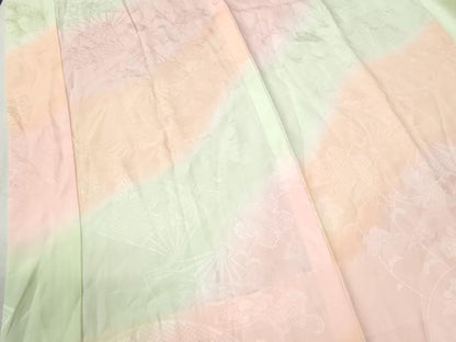 平和屋着物●振袖用長襦袢　無双仕立て　扇面花地紋　暈し染め　やまと誂製　正絹　逸品　CABM4363yc