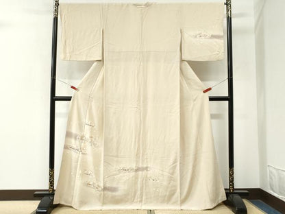 平和屋着物●訪問着　霞吉祥橘花枝花文　暈し染め　金彩　正絹　逸品　CABM4367yc