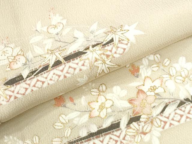 平和屋着物●訪問着　霞吉祥橘花枝花文　暈し染め　金彩　正絹　逸品　CABM4367yc