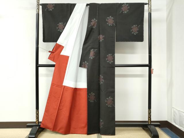 平和屋着物●本場大島紬　9マルキ　地空き　枝花文　正絹　逸品　未使用　CABM4369yc