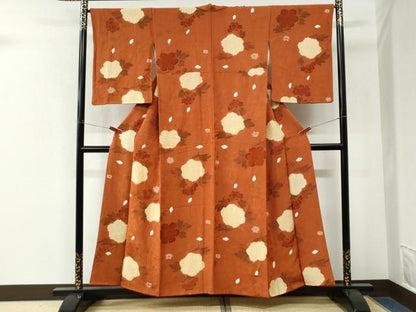 平和屋着物●上質な小紋　絞り　地紋起こし　枝花文　正絹　逸品　CABM4372yc