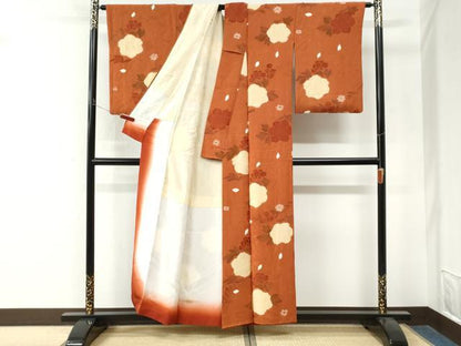 平和屋着物●上質な小紋　絞り　地紋起こし　枝花文　正絹　逸品　CABM4372yc
