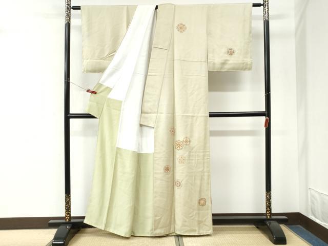 平和屋着物●訪問着　駒刺繍　花唐草文　金彩　正絹　逸品　CABM4373yc