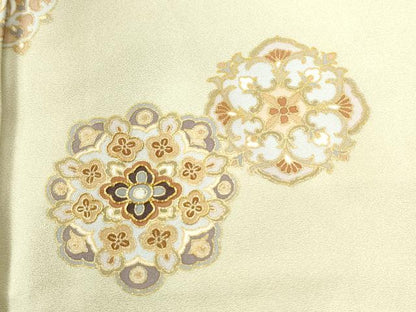 平和屋着物●訪問着　駒刺繍　花唐草文　金彩　正絹　逸品　CABM4373yc