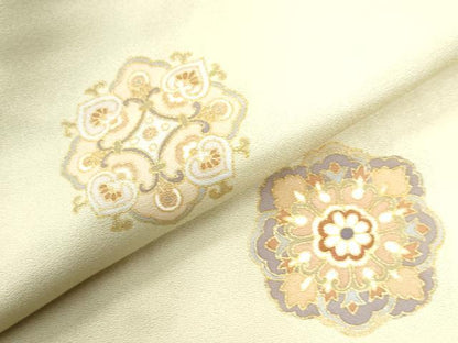 平和屋着物●訪問着　駒刺繍　花唐草文　金彩　正絹　逸品　CABM4373yc