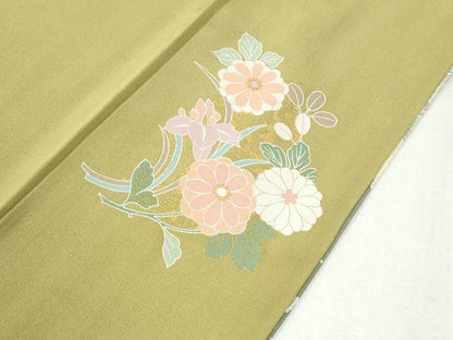 平和屋着物●訪問着　駒刺繍　吉祥扇面草花文　暈し染め　金彩　正絹　逸品　CABM4380yc