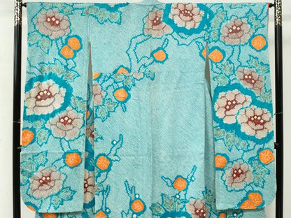 平和屋着物●豪華振袖　総絞り　枝花文　正絹　逸品　CABM4382yc