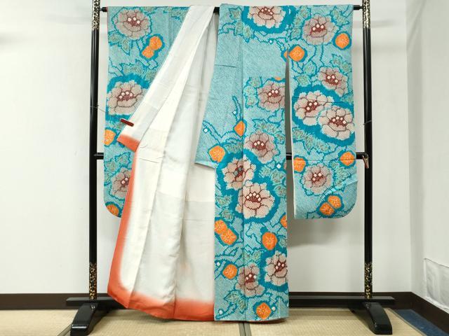 平和屋着物●豪華振袖　総絞り　枝花文　正絹　逸品　CABM4382yc