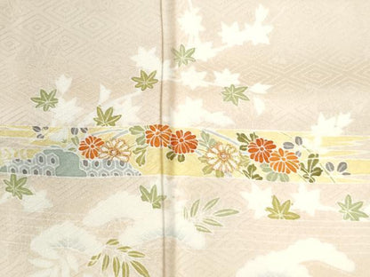 平和屋着物●訪問着　駒刺繍　霞花松文　金彩　正絹　逸品　CABM4383yc